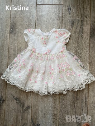 Дантелена бебешка рокля, размер 0/3м. Цена 20лв, снимка 1 - Бебешки рокли - 42693528