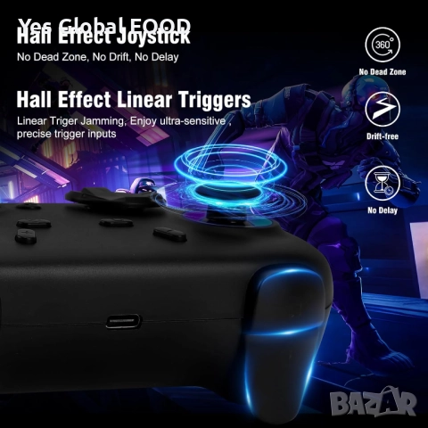 Безжичен контролер с док станция и Hall ефект за PC/Switch, снимка 5 - Друга електроника - 52663457