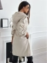 Дамско светлобежово палто с връзки на талията и качулка, снимка 4