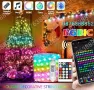 Лед Лампички 10м. за Коледна Елха Декорация Дистанционно, Блутут, RGB, снимка 1
