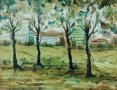 Kартина, "Крайградски пейзаж", худ. Сл. Войков, снимка 2