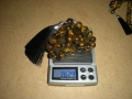 Кехлибарена броеница от натурален балтийски кехлибар цвят черен в мед /с фосили/ 36.29гр.гр., снимка 3