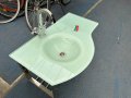 стъклена мивка   със смесител  - цена 160 лв -за окачен монтаж с неръждаема стомана - 100/50см - изп, снимка 1 - ВИК - 42609023