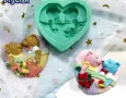 мечета мече младоженци в сърце сватбен силиконов молд форма фондан шоколад гипс декор, снимка 2