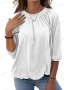 Едноцветна свободна дамска тениска с кръгло деколте и 3/4 ръкави, 8цвята , снимка 9