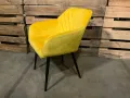 Стол плюш, жълт, Кресло с метални крака, снимка 5