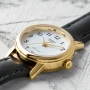 Дамски часовник Casio, черна кожена каишка, златен безел, LTP-1095Q-7B, снимка 1