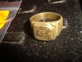 СТАР ПОЗЛАТЕН БРОНЗОВ ПРЪСТЕН ОРНАМЕНТИРАН РЪЧНО МАЙСТОРСКА АРТ ДЕКО СТИЛ ИЗРАБОТКА МАСИВЕН 21892, снимка 3