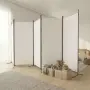vidaXL Параван за стая, бял, 5 панела, 433x180 см, плат, снимка 2