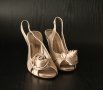 Официални Обувки Сандали Сатен цвят бежев номер 38 НОВИ, снимка 1 - Дамски обувки на ток - 40570928