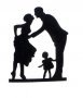Семейство майка татко и дете малък черен мек брокатен топер на клечка за украса торта сватба декорац, снимка 1 - Други - 29829816