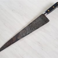 Уникален стар интересен и качествен кован нож с бронзови нитове, снимка 5 - Антикварни и старинни предмети - 42043471