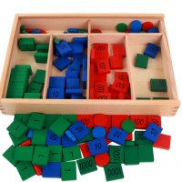 Дървен комплект Монтесори за ранно обучение математика в кутия , снимка 1 - Образователни игри - 34880431