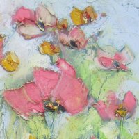 Розови цветя, макове    - Art by MiMa, картина, kartina, painting, снимка 3 - Картини - 30549036