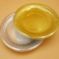 10 бр Сребро Злато сребърни златни металик малки големи парти чинии чинийки , снимка 1 - Чинии - 33712653