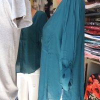 НАМАЛЕНИЕ Супер тъничка риза/блуза в синьозелен цвят - без закопчаване - размер Л/ХЛ, снимка 2 - Ризи - 29994769