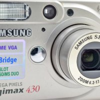 Фотоапарат Samsung Digimax 430, 4 мегапиксела, с алкални батерии тип АА, 1 GB SD карта и калъф, снимка 4 - Фотоапарати - 14940933