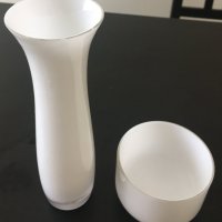 Стъклени ваза и купа - млечно бели, снимка 8 - Вази - 39804832
