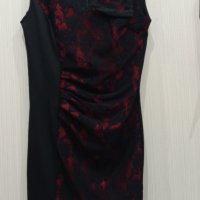 Официална дамска рокля в черно и червено, без ръкави, снимка 1 - Рокли - 42769567
