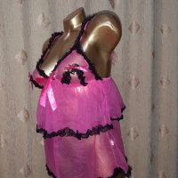 S/ M Ефирна розова къса нощничка , снимка 3 - Корсети, бюстиета, топове - 39181053