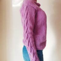 Ръчно плетена блуза в лилав цвят, снимка 8 - Блузи с дълъг ръкав и пуловери - 31168101