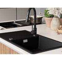 Кухненска Мивка от Гранит модел Ибиса 900 x 500 Supreme Черен, снимка 4 - Други - 37118254