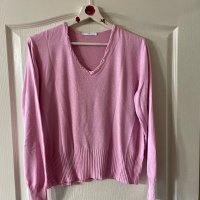 Бонбонено розова блуза с блестящи камъчета Swarovski , снимка 6 - Блузи с дълъг ръкав и пуловери - 35522330