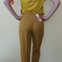 Панталон с висока талия в цвят старо злато, снимка 3 - Панталони - 38753310