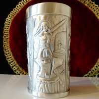 Халба,чаша от калай с юначен ковач и змей. , снимка 4 - Антикварни и старинни предмети - 44479547