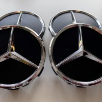 Комплект 4бр. Капачки за Джнати Мерцедес Mercedes черни 75мм, снимка 2 - Аксесоари и консумативи - 39334033