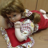№ 6442 стара порцеланова кукла   - размери - дължина 36 см , височина 17 см , снимка 6 - Други ценни предмети - 37646898