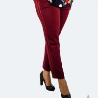 Макси дамски еластичен панталон с кант /бордо/, снимка 1 - Панталони - 39859737