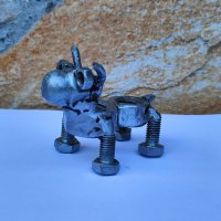 Питбул метален скрап арт. ръчна изработка на куче от рециклирани метални части , снимка 5 - Статуетки - 42643780