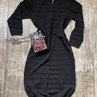 Нова елестична елегантна бандажна черна парти рокля изчистен класически модел , снимка 5 - Рокли - 39576816