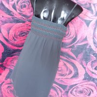 Сива разкроена рокля с цветя ХС/С, снимка 2 - Рокли - 37553126