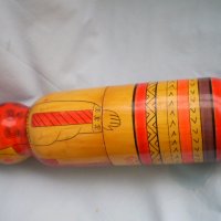 Винтидж СССР, съветска руска мамтрьошка, дървена гнездяща кукла, поставка за бутилка водка, снимка 6 - Колекции - 40199254