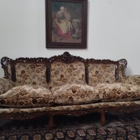 Старинна барокова гарнитура, снимка 6 - Дивани и мека мебел - 44253250