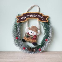 2621 Коледен венец за окачване с табелка Merry Christmas, снимка 1 - Декорация за дома - 38460718