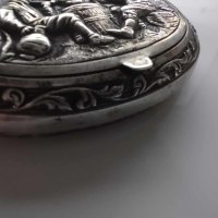 Сребърна кутийка за енфие или хапчета 36гр., снимка 4 - Колиета, медальони, синджири - 42514263