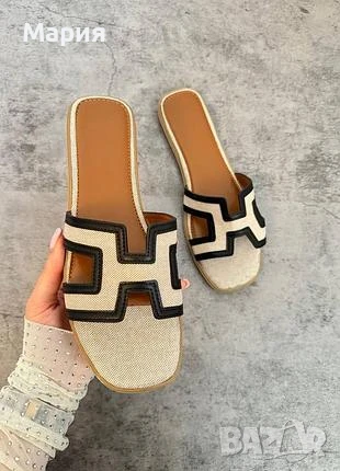 Нови бежови чехли HERMES, снимка 1