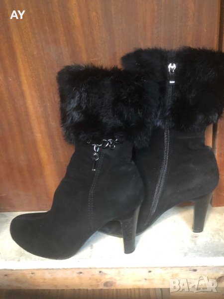 Дамски боти естествен велур и естествен косъм, снимка 1