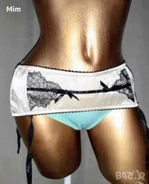 Leicester L/XL Сатенен колан с жартиери цвят шампанско , снимка 1