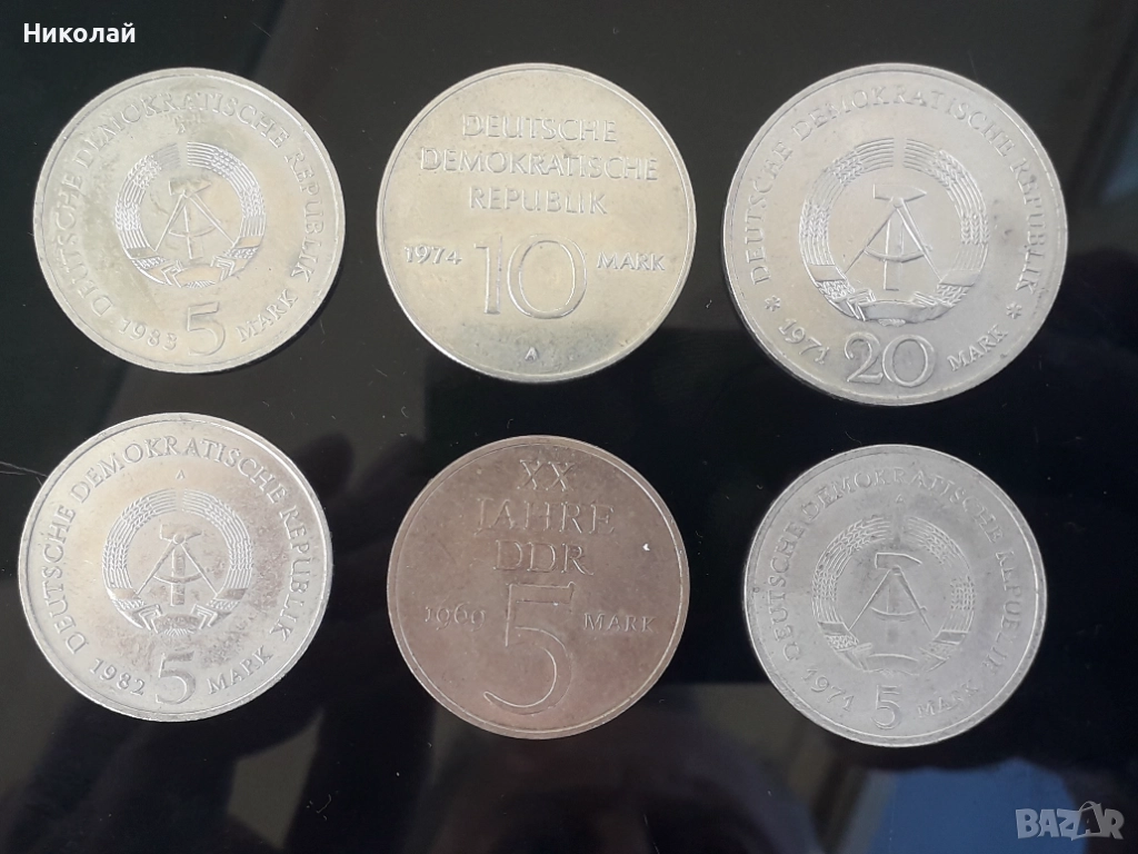лот от 6 броя юбилейни монети, марки DDR., снимка 1