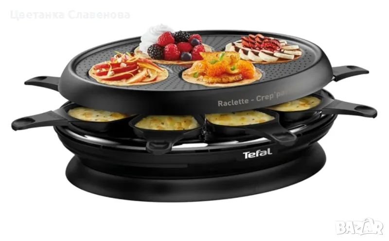 Раклет и парти грил и палачинки Tefal Raclette Crep’party 1050W, снимка 1