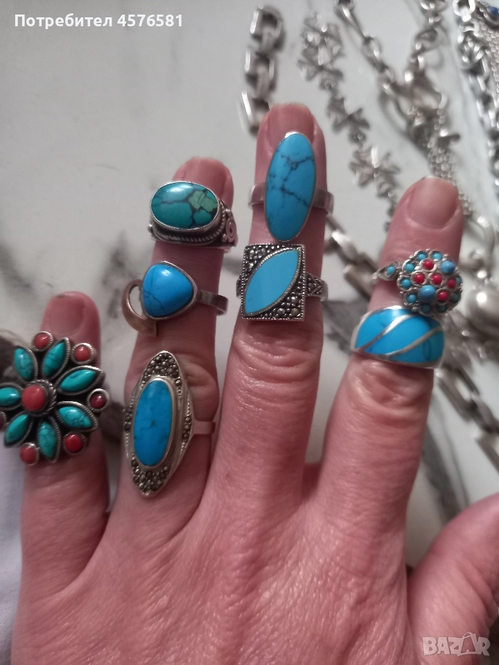 сребро 925 и тюркоаз, снимка 1