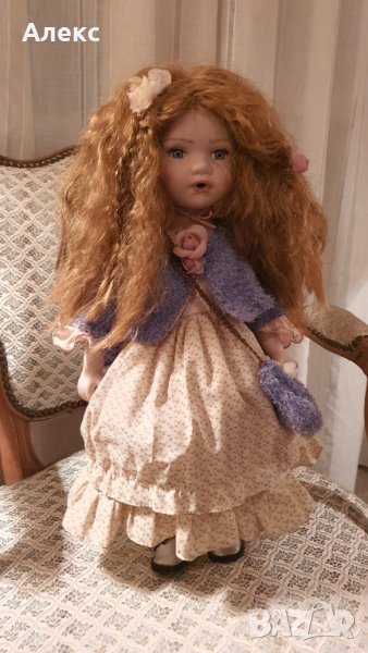 Колекционерска порцеланова кукла, 50см Разкошна Червенокоска-Отлична!, снимка 1