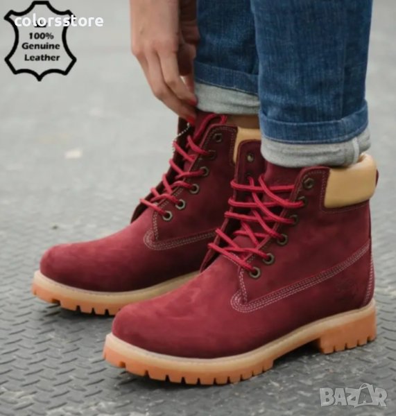 Дамски равни боти - бордо с бежово ЕСТЕСТВЕН набук - T03 - големи номера, снимка 1