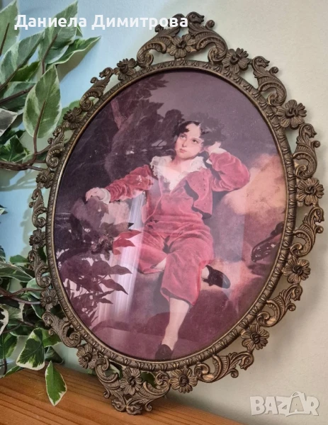 Рамка/картина от бронз/месинг с изображение на момче, снимка 1