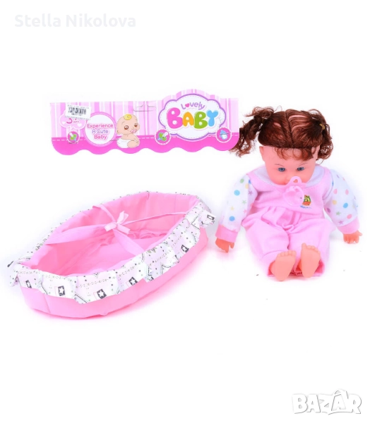 Кукла / Бебе с меко тяло и легло за носене, снимка 1
