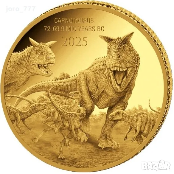 Златна монета "Праисторически живот Карнотавър" 2025, снимка 1